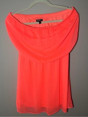 Express Women's Neon Coral strapless dress